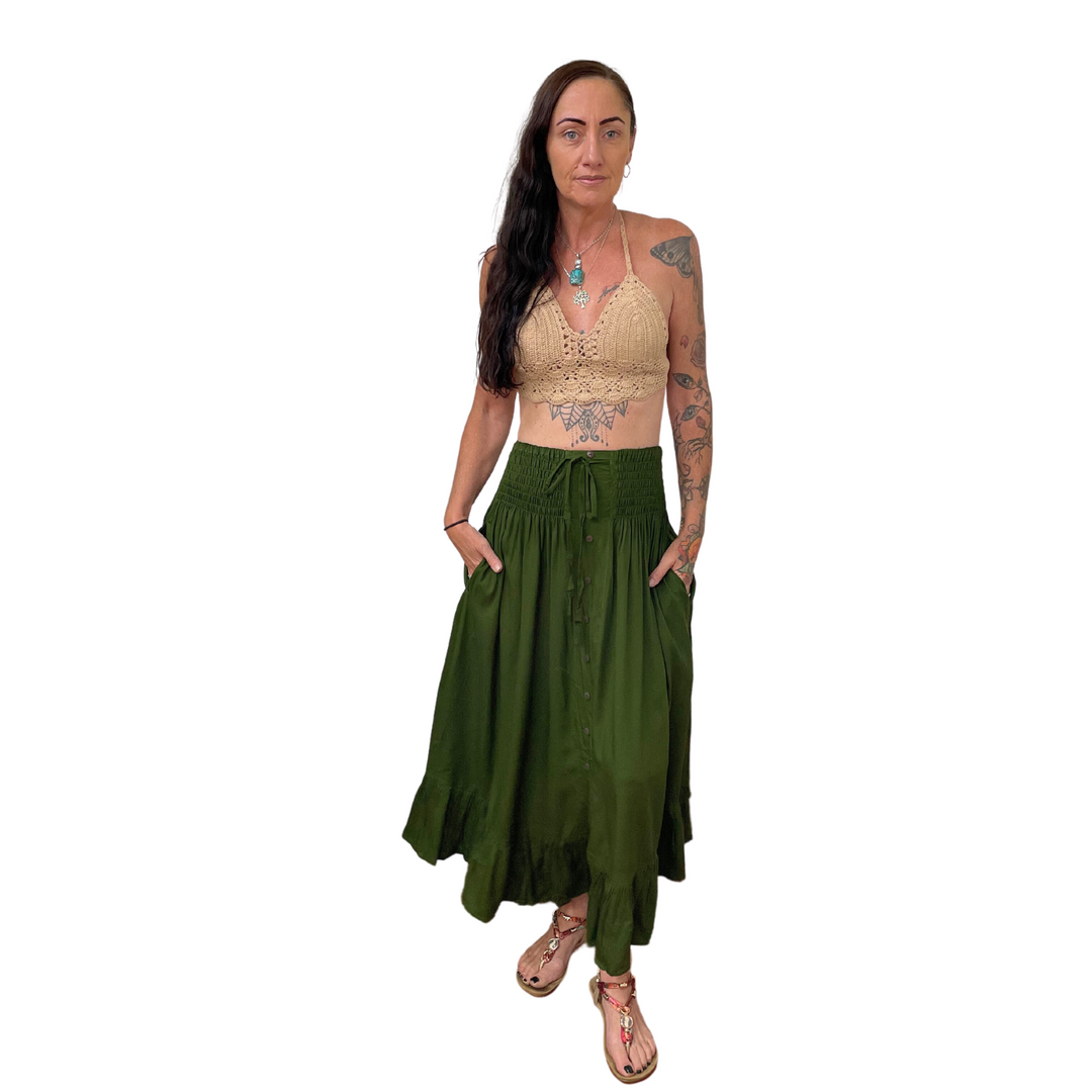 Bastion Point Button Pocket Maxi-Skirt