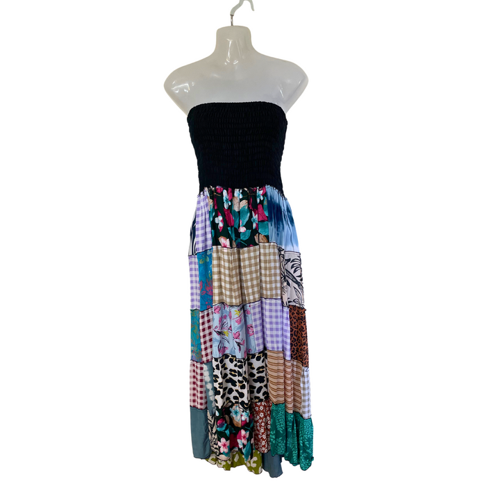 Yeppoon Beach Strapless Bandeau Patchwork Tribe Dress