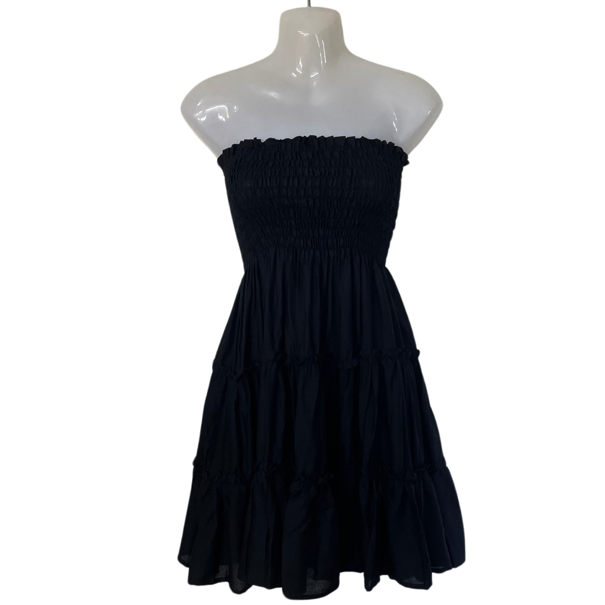 Coastal Strapless Shirred Mini Dress - Image 3
