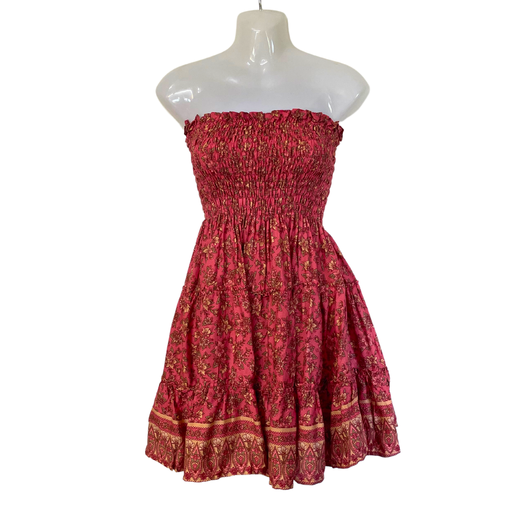Coastal Strapless Shirred Mini Dress - Image 9