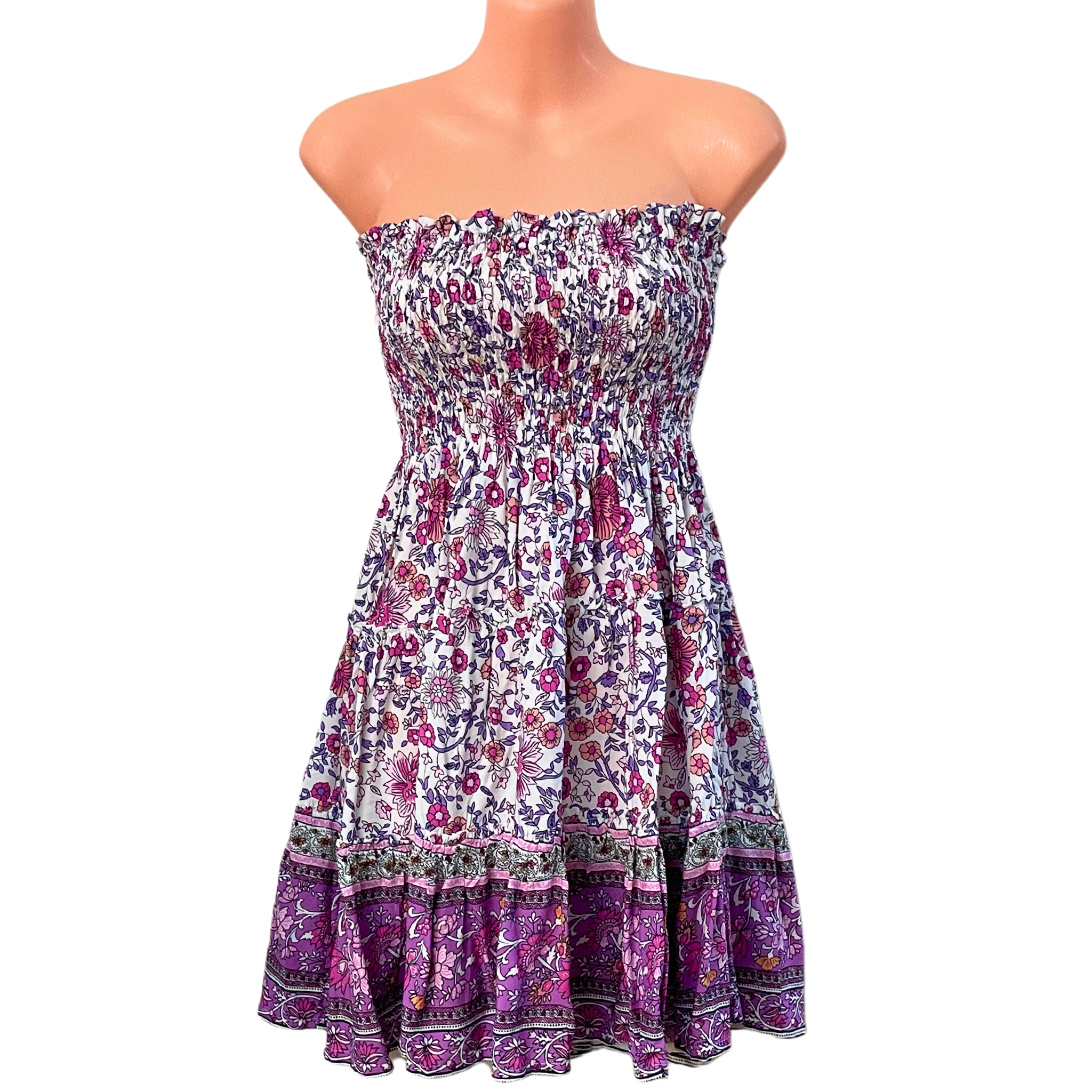 Coastal Strapless Shirred Mini Dress - Image 11