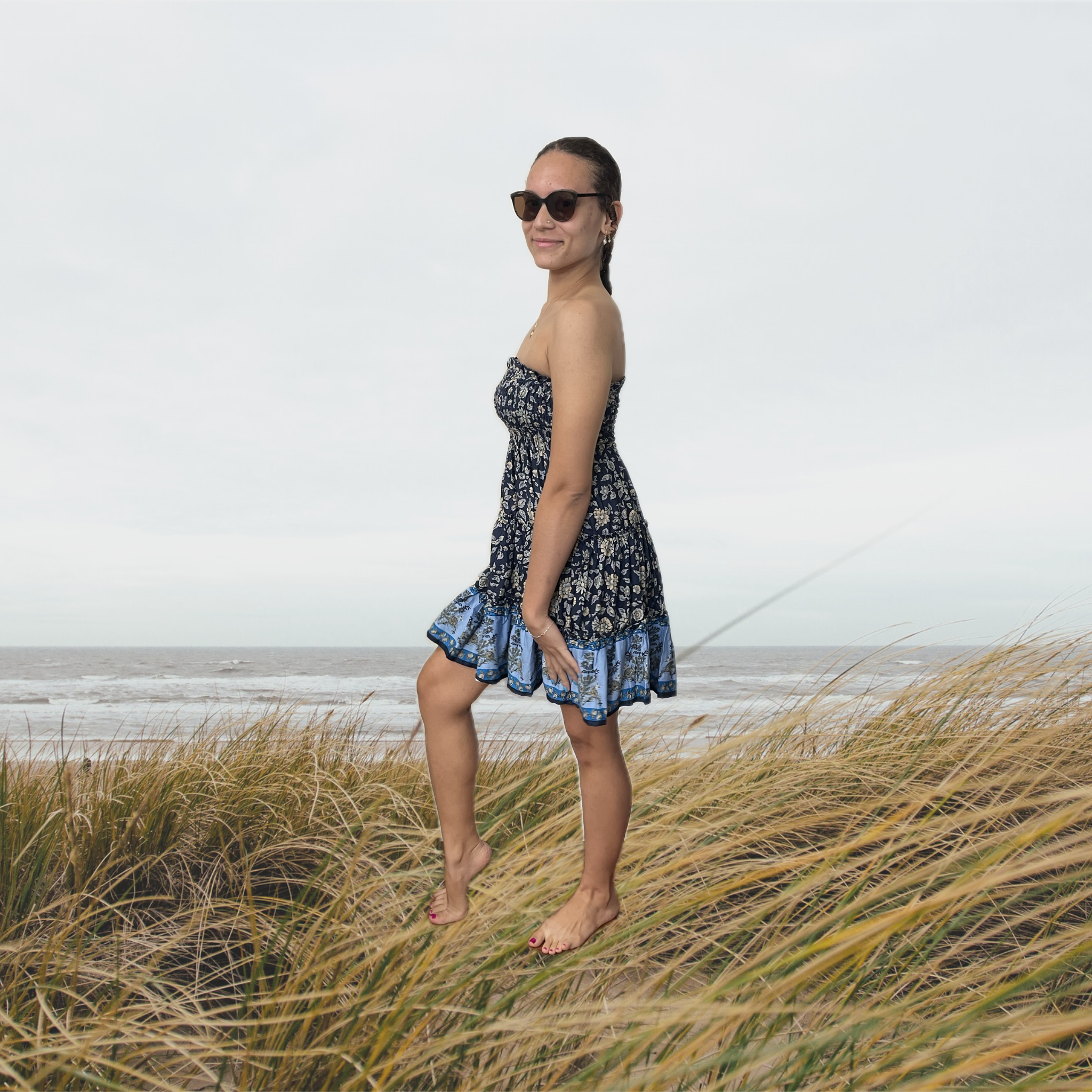Coastal Strapless Shirred Mini Dress - Image 2