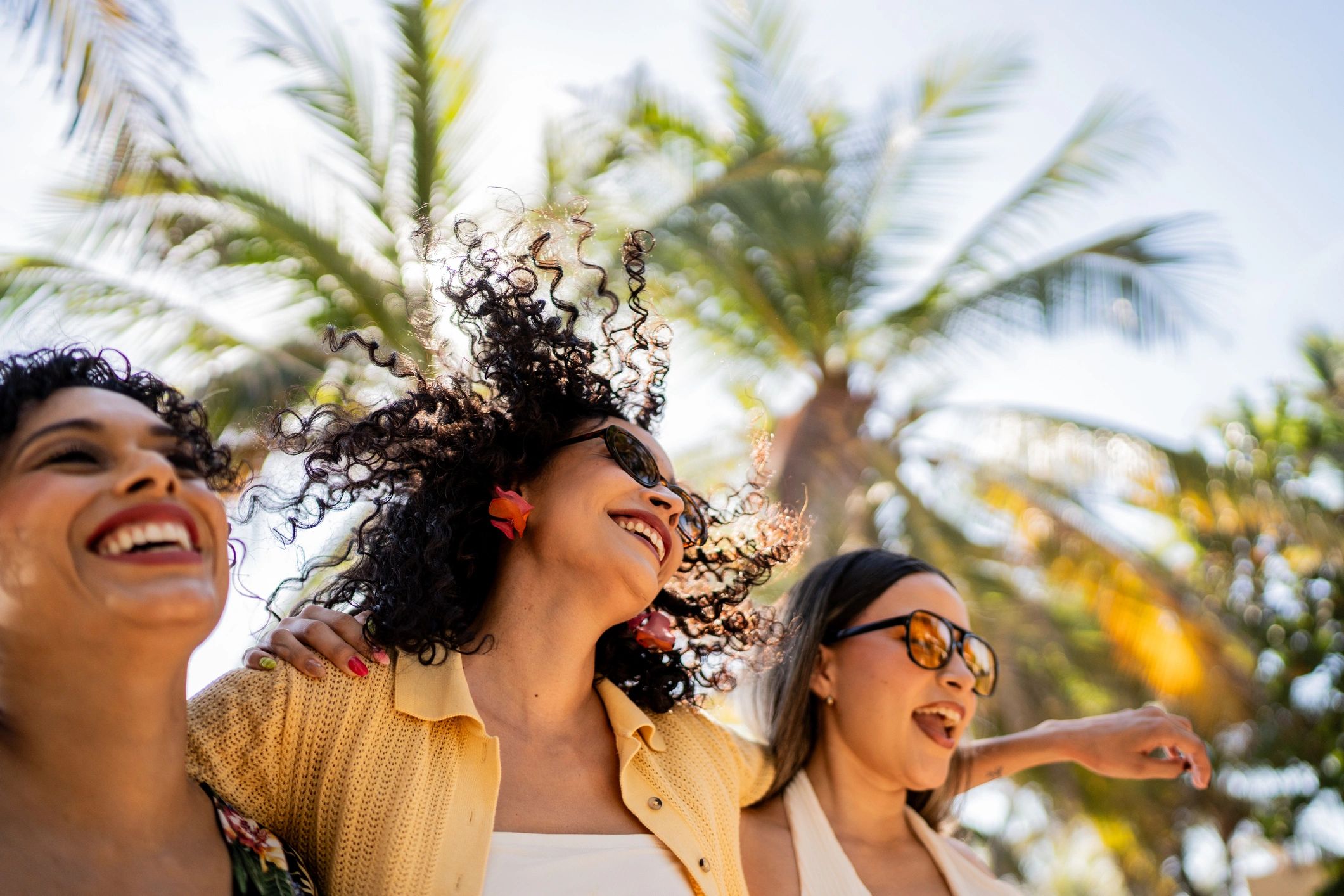 Friends enjoying expressive outdoor fashion