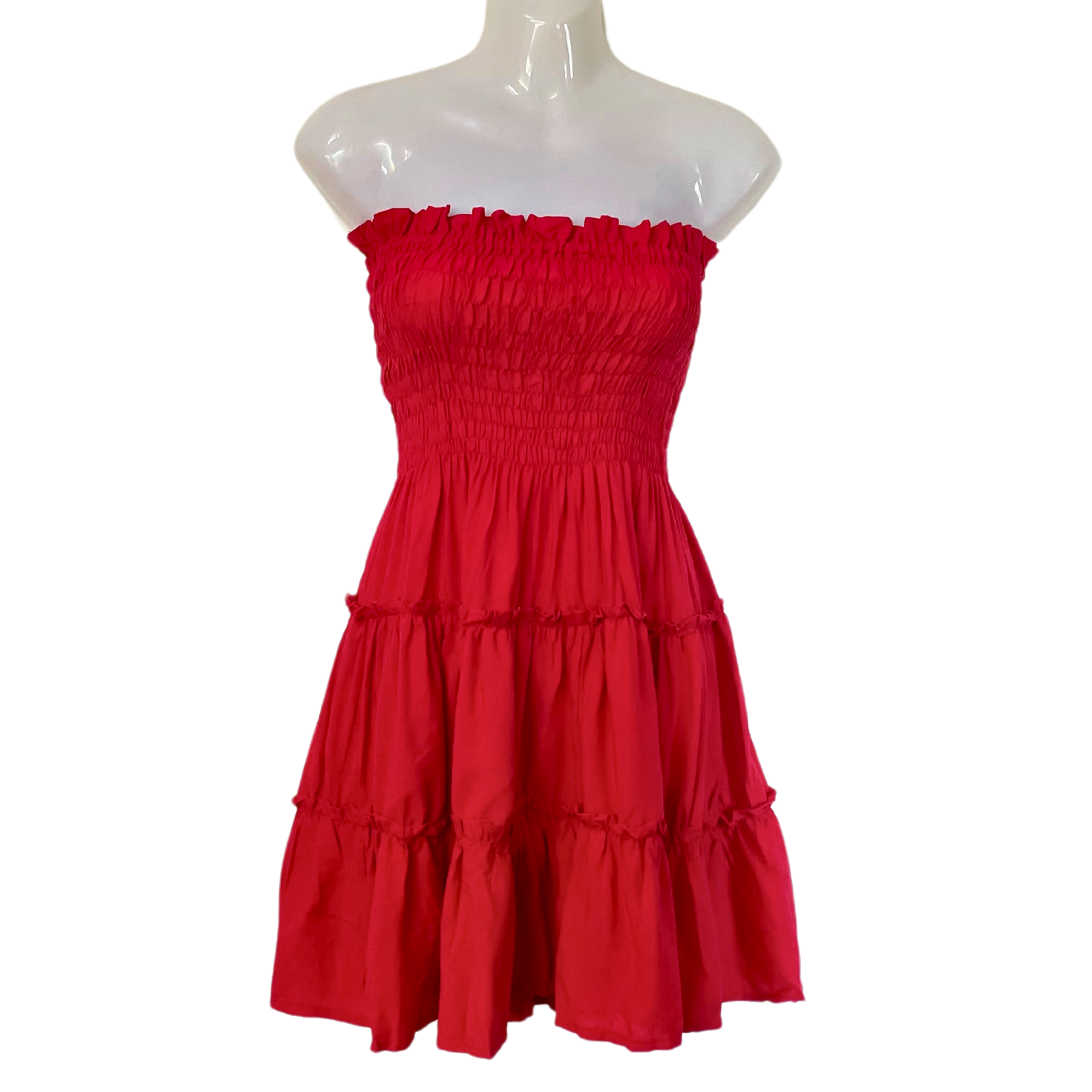 Coastal Strapless Shirred Mini Dress - Image 4