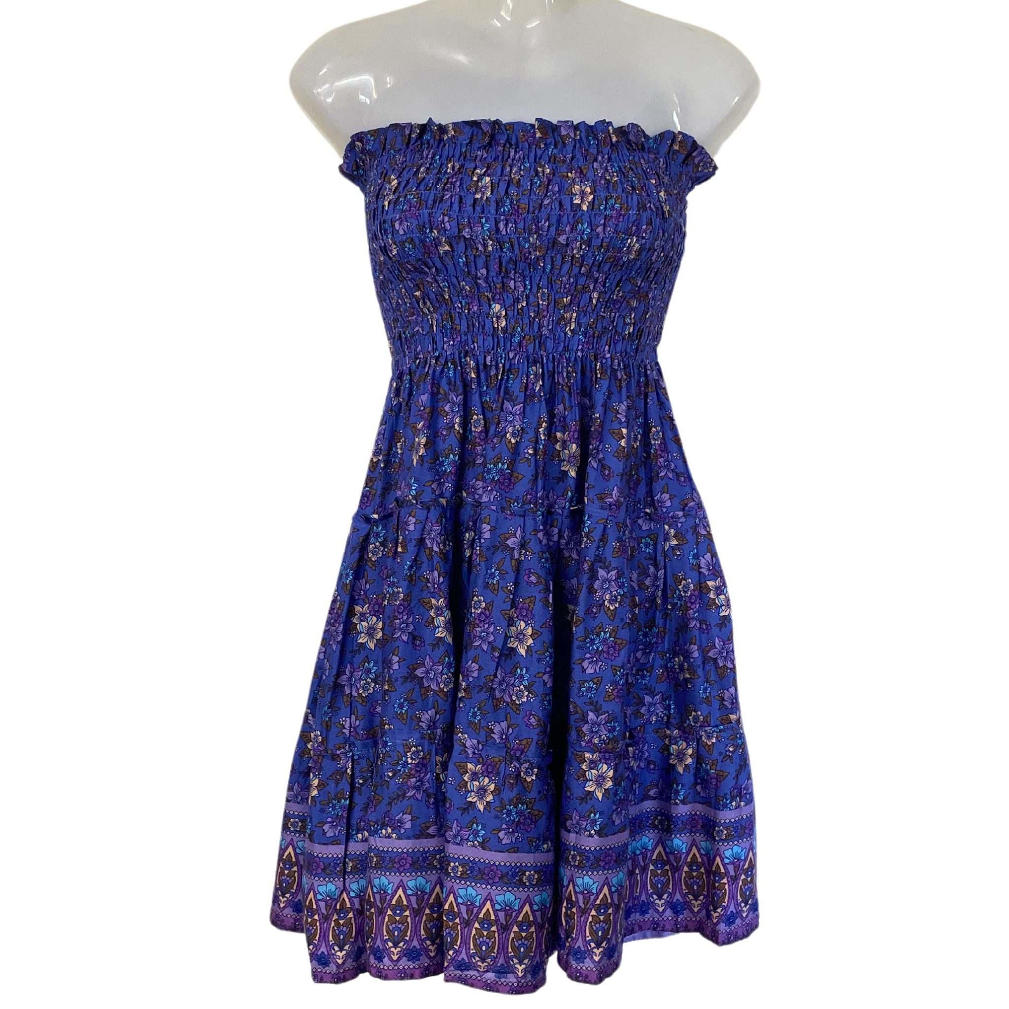 Coastal Strapless Shirred Mini Dress - Image 6