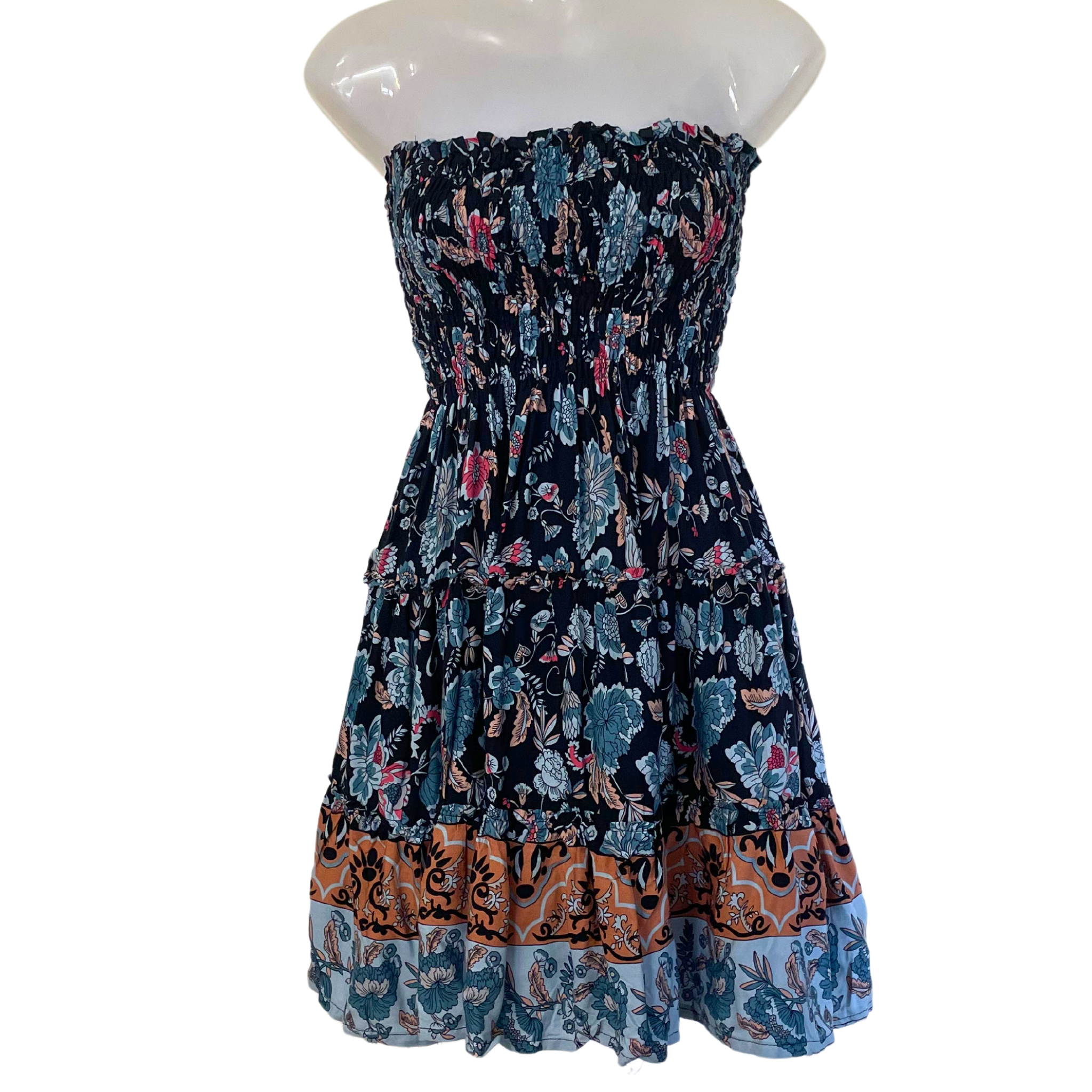 Coastal Strapless Shirred Mini Dress - Image 7