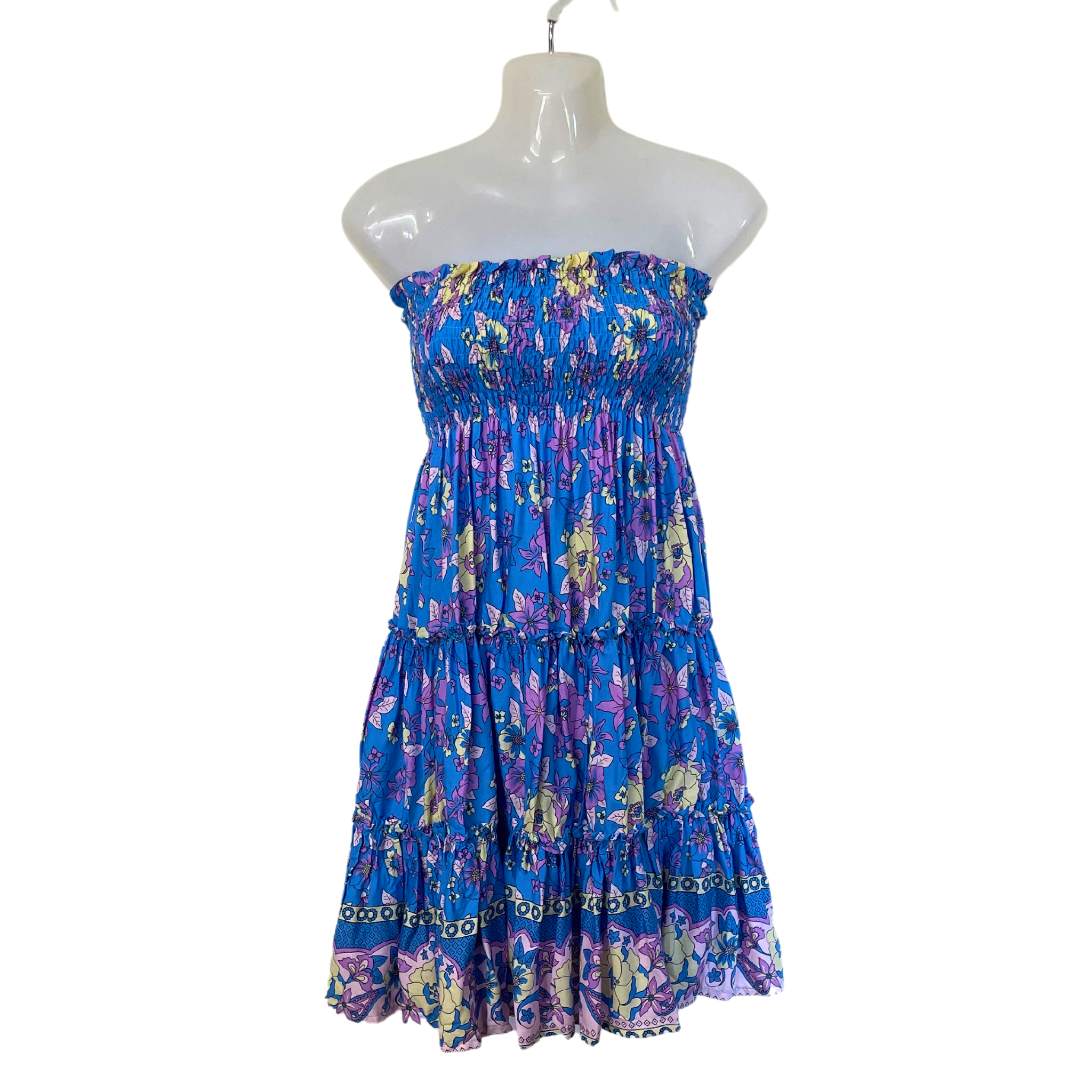 Coastal Strapless Shirred Mini Dress - Image 8